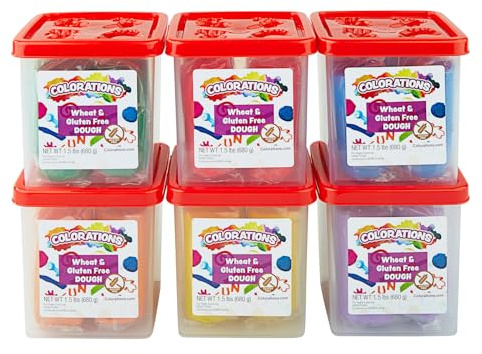Colorations Wheat & Gluten Free Dough, 6 Classic Colors, ea 1.5 lb | Non-Toxic, Play Dough, Bulk Set, Sensory Kit, Party Favors, Classroom Pack