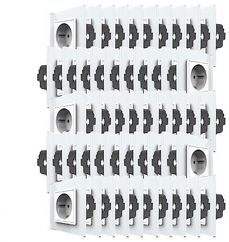Livolo - Juego completo de 50 enchufes con panel de cristal en color blanco