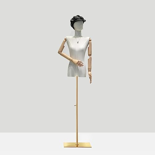 MDCG Kleidung Weibliche Schaufensterpuppe Kleine Brust Flache Schulter Schaufensterpuppe für Frauenbüste Schaufensterpuppen Ständer höhenverstellbar ( Farbe : Goldbasis , Größe : M )