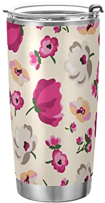 Tumbler Sweet Spring Flower Insulated Coffee Cup Beverage Container Office Travel Mug with Straw and Lid 20oz Back to School Gift