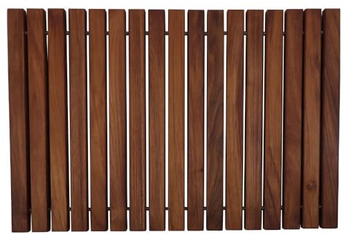 Nordic Teak 100% Solid Teak Wood String Mat - Indoor and Outdoor Use - Non-Slip Wooden Platform for Sauna, Pool, Hot Tub Flooring Decor and Protector (Oiled Finish, 23.62 x 15.75)