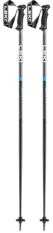 LEKI QNTM Lightweight Aluminum Ski Poles for Alpine Skiing - Black-Llight Anthracite-Cyan - 115 cm