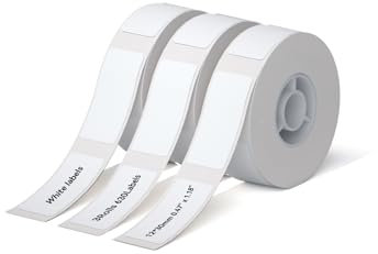 NIIMBOT D110 Label Maker Tape Adhesive White Label Paper 0.47 X 1.18 (12 X 30mm) 210 Labels/Roll, Compatible for NIIMBOT D11 D110 Sticker Printer, Thermal Paper Black on White, 3-Roll