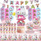 74 Stück Geburtstag Deko, Kinder Geburtstagdeko,Jungen Mädchen Birthday Decorations,Party Supplies Set mit Teller,Banner,Servietten,Luftballons,Cake Topper,Folienballons