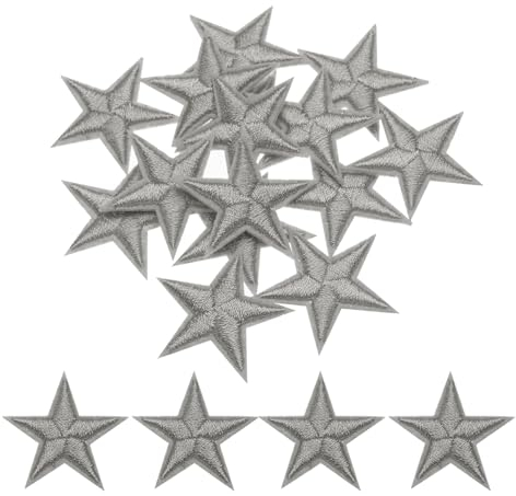 sourcing map Small 5Star Iron on Patches Embroidered Sew Patches Appliques Garment Embellishments for Clothing Repair Backpack Shoes Decoration 2.9x2.9cm/1.14x1.14 Pack of 15 (Dark Grey)