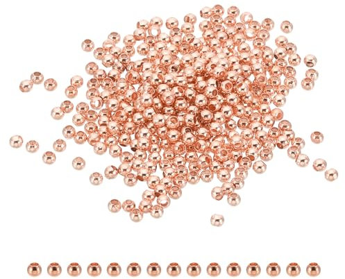 PATIKIL 2mm Gold Filled Spacer Beads for Jewelry Making, 100 Pack Metal Round Beads Brass Beads for Bracelets Earring Necklace DIY Craft, Rose Gold