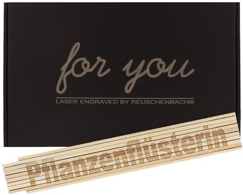 Reuschenbach Zollstock personalisiert mit Geschenkbox, Gliedermaßstab 2 Meter mit Wunschtext, Meterstab (verschiedene Farben) (NATUR)