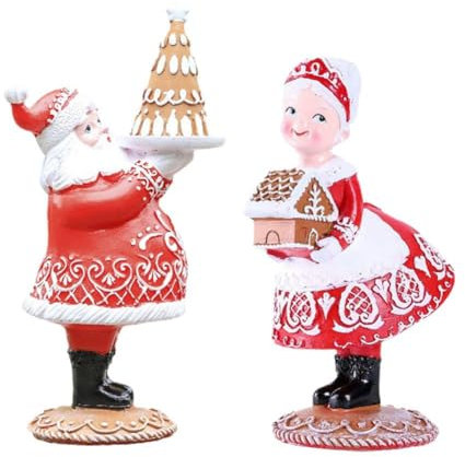 Wmool 2023 Lebkuchen Weihnachten Dekor Santa Paar Statue Weihnachten Figuren Vintage Harz Chrismtas Dekorationen Weihnachten Deko