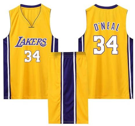 Basketball Trikot Shirt und Shorts, Kinder/Erwachsene Basketball Jersey, Kinder/Erwachsene Basketball ärmellose Anzug, 2-Teiliges Kinder/Erwachsene T-Shirt Weste + Shorts gelb XS