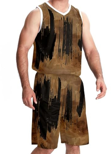 KQNZT Basketball-Trikot für Herren, Trikot-Shorts-Outfit-Set, Basketball-Trikot, Buchstaben-Howdy, Design 3679, XXXL