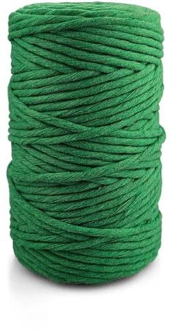 Netuno 1x Makramee Garn Grün 5 mm 100 m gedreht Baumwolle Kordel Textilgarn Kordelband Naturgarn Baumwollgarn Dekoschnur Makrameeschnur Baumwolle Baumwollschnur Makramee Seil Baumwolle