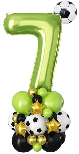 Ballons de football vert de 101 cm, en forme de chiffres, 7, ballons gonflables, décoration XXL, 7 ans, ballons à l'hélium, décoration de la Coupe du monde