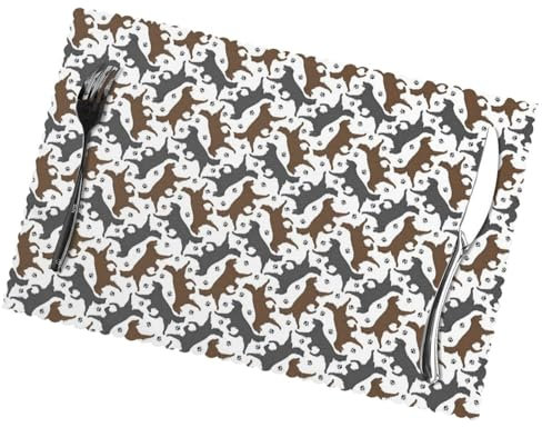 Trotting Platzsets, flach beschichtet, Motiv Retrievers Pfote, bedruckt, waschbar, hitzebeständig, rutschfest, für Küche, Restaurant, 30 x 45 cm, 6 Stück