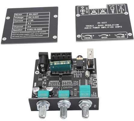 ZK - 302T 30W + 30W Bluetooth Verstärkerplatine, Zweikanal Verstärkerplatine mit APP Steuerung, Bluetooth, AUX- und USB Eingang, Verstärkerplatine Audioempfänger für DIY