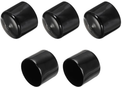 QUARKZMAN 5 Stück Gummi Endkappen 37 mm Kunststoffkappe Gummikappen Schutzkappen Abdeckung Fußkappen für Stuhlbeine Tischbeine Schrauben Bolzen Gewinde Metallstäbe Rohr Zaunpfosten Schwarz