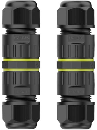EVOGES IP68 Waterproof Outdoor Inline Cable Connector, 3 Pole, Ø5-12mm Cable Diameter, 0.5-2.5mm² Conductor, UKCA, UL, CE, TUV, RoHS Certified (2)