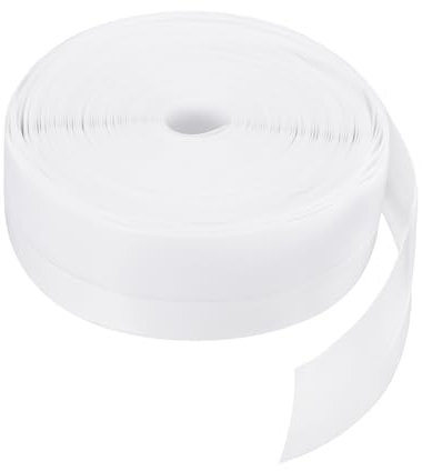 QUARKZMAN Joint de Porte Coupe Froid 15m x 45mm Joint en Silicone pour Butée de Porte, Ruban Adhésif pour Fenêtre, Maison, Douche, Longueur 15m, Blanc