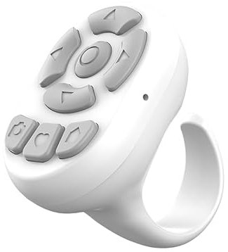 Mini Mando a Distancia para Teléfono Móvil, Control Remoto Compatible con Bluetooth, Volteador de páginas de Libros Electrónicos, Anillo de Desplazamiento para Android y App le para TIK Tok (Blanco)
