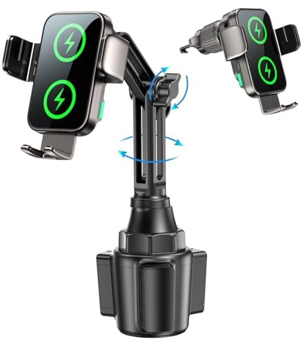 Dual Coil 15W Cup Phone Holder Mount,Wireless Car Charger Auto-Clamping Fast Charging Vent Phone Holders for Your Car for iPhone Series,Samsung Flip S24 S23 S22 Ultra