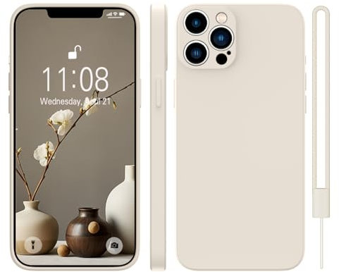 KPPIT for iPhone 12 Pro Max Case Silicone 6.7 inch,Ultra Slim Soft Gel Anti-Scratch,Microfiber Lining,Rubber for iPhone 12 Pro Max Case Shockproof Cover,Beige