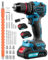 21V Cordless Drill,Electric Drill Set with 2 Batteries 2000mAh,50Nm Max Hammer Drill,25+3 Torque Electric Drills,2 Speed LED Combi Drills,Power Drill with LED Light,for Home and Garden DIY Project