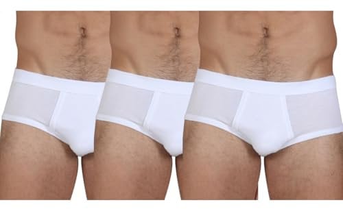 Slip Uomo in Puro Cotone Filo di Scozia Taglio Anatomico, Intimo Uomo in Cotone Elasticizzato, Made In Italy – Set da 3 (bianco, L)