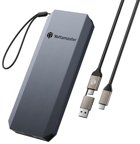 Yottamaster 512GB SSD Externo, hasta 1050MB/s, 2 en 1 Cable USB-C/A con Correa SSD Portátil Compacto Compatible con iPhone 16 Pro MAX/Smartphone/Tableta/Portátiles