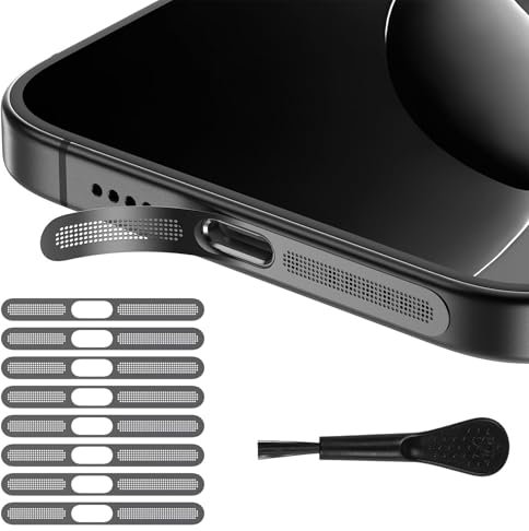 Kinretixia 8 unidades de fundas antipolvo para altavoces, compatibles con iPhone 16 Pro/16 Pro Max, red de altavoz, antipolvo, adhesivo negro titanio
