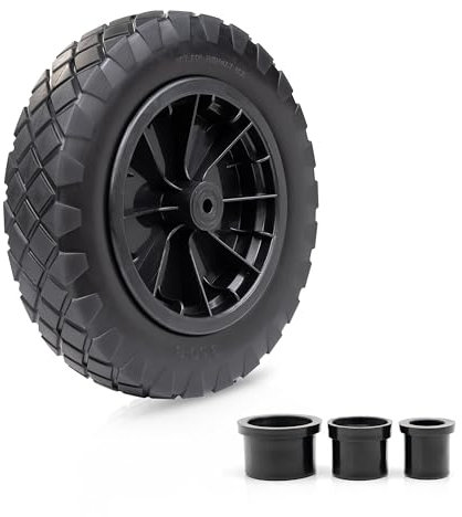 Crystals 14/35 cm Wheelbarrow Wheel Tyre 3.50-4.00/8 PU Heavy Duty Rubber Wheel Puncture Proof Replacement Tire for Garden, Trolley Barrow Go Cart Trailer Truck_Black