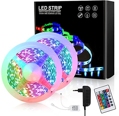 Sonnewelt LED Streifen 6m,LED Strip 6m RGB Selbstklebend SMD 5050,led band Farbwechsel mit Fernbedienung rgb LED lichtband Leiste für die Hintergrundbeleuchtung von TV,Gaming,Haus,Party,Küche