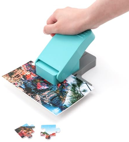 OTCRAFT 21Pcs/Set Puzzle Maker Machine Cutter,Blue Jigsaw Puzzle Making Machine with 20 Adhedive Foams,for Arts & Crafts Make Jigsaw Puzzles Scrapbooking & DIY Puzzle Jigsaw Mini Tool