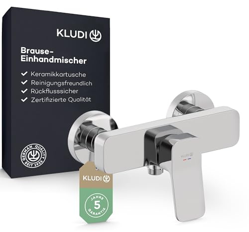 KLUDI-X3 Duscharmatur für 1 Verbraucher, Aufputz zur Wandmontage mit S-Anschlüssen, Brause-Einhandmischer mit hochwertiger Keramikkartusche, Mischbatterie Dusche in Chrom