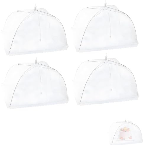 4 PCS Food Covers Mesh Pop Up, Food Net Cover Foldable Cake Net Cover Fruit Bowl Covers for Outdoor Camping Picnics Parties BBQ