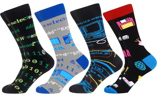 WeciBor Lustige Verrückte Herren Programmierer Socken 4 Paar Neuheit Informatiker It Geschenke