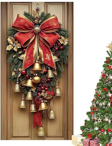 Bajbumgn Cubierta Navideña Para Puerta,180 cm x 90 cm Cubierta Grande de Tela para Puerta | Decoración de Estandarte para Fiestas s - Para Interior Exterior Fiesta