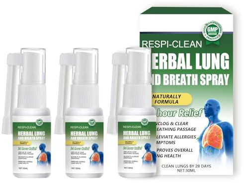 Clawrex Herbal Lung Spray, 3 Stück Lungenreinigungsspray, Lung Cleansing Spray, Tragbarkeit, Natürliche Pflanzenextrakte Kräuter Lungenreinigungs & Reparaturspray, Zum Entfernen und Reinigen(90ML)