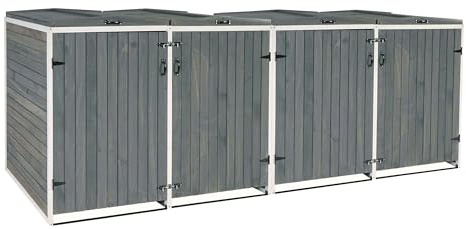 PROREGAL XL 4er-/8er-Mülltonnenverkleidung, HxBxT 126x316x98 cm, Grau-Weiß, Mülltonnenbox Mülltonnenabdeckung Holz