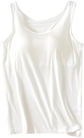 2026 Womens Tank Tops with Built in Bras 2024 Summer Casual Crew Neck Sleeveless Camisole Plus Size Padded Workout