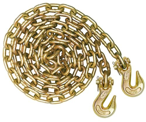 Binder Chain with Grab and Sling Hooks - Grade 70 Standard Duty - 8mm Safe Working Load for Truck Farm(3m)