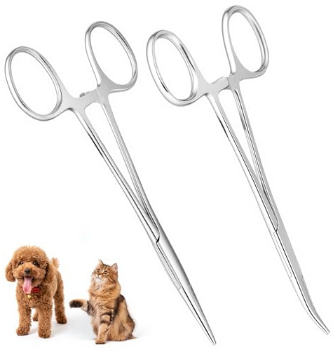Aomig Ciseaux de Toilettage Professionnels, Pince Hémostatique en Acier Inoxydable, Pince Kocher Infirmier, Pincettes à Poils D'oreilles pour Animaux de Compagnie Chien, Chat, Animal Domestique