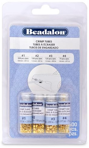 Beadalon 600-Piece Crimp Tube Variety Pack, Gold Plated