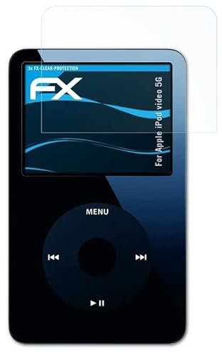 atFoliX Schutzfolie kompatibel mit Apple iPod video 5G Folie, ultraklare FX Displayschutzfolie (3X)