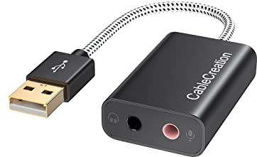 CableCreation USB Audio Adapter External Sound Card with 3.5mm Jack and Mic
