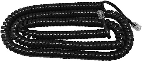The VoIP Lounge 25 Foot Gloss Black Long Handset Receiver Curly Coil Cord for Landline Phone