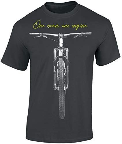 Fahrrad T-Shirt Herren : One Man One Engine - Mountainbike Shirt - MTB Tshirt (Dark Grey XL)