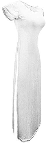 Be Jealous Womens Side Split Top Cap Sleeve Long Maxi Dress White Plus Size (UK 16/18)