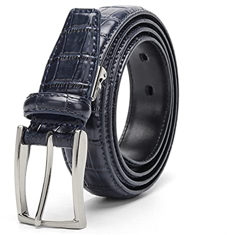 HNGM Herren-Gürtel Casual Herren Gürtel Krokodil Muster 3,0 cm Damen Gürtel Unisex Gürtel Schwarz Braun (Color : Dark Blue)