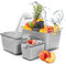 Spesh Set of 3 Fresh Food Storage Containers(4.5 L + 1.7 L + 0.5 L) Vegetable Crisper Boxes Plastic Fridge Storage Organisers with Lid and Vent (Grey)