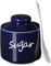 ONTUBE Ceramic Sugar Bowl with Lid and Spoon,Porcelain Sugar Pot,8oz (Navy)