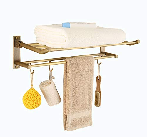 Handtuchhalter Handtuchhalter, komplett aus Kupfer, Antik, zusammenklappbarer Geschirrtuchhalter, Badezimmer-Hardware, Badezimmer-Accessoires, Wandmontage, Stangenschrauben, Montage, einfach zu instal